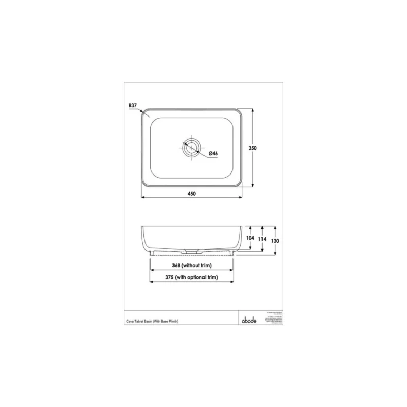 Abode Cava Tablet Basin - Pebble Grey