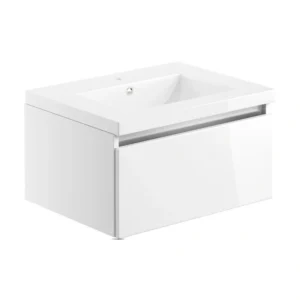 Milton 615mm 1 Drawer Wall Hung Basin Unit – Gloss White