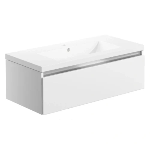 Milton 815mm 1 Drawer Wall Hung Basin Unit - White Gloss