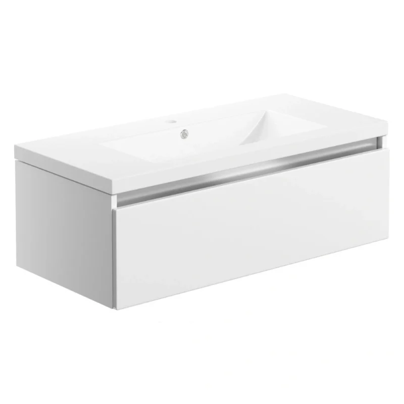 Milton 815mm 1 Drawer Wall Hung Basin Unit - White Gloss
