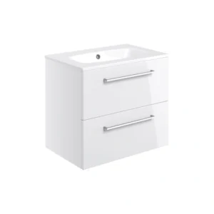 Elisa 610mm Wall Hung 2 Drawer Basin Unit - White Gloss