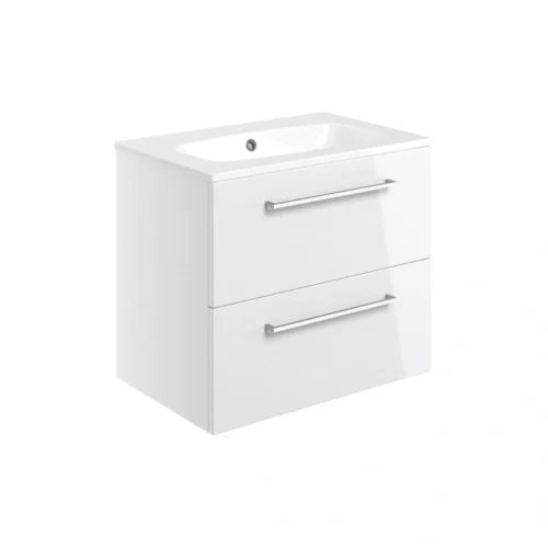 Elisa 610mm Wall Hung 2 Drawer Basin Unit - White Gloss
