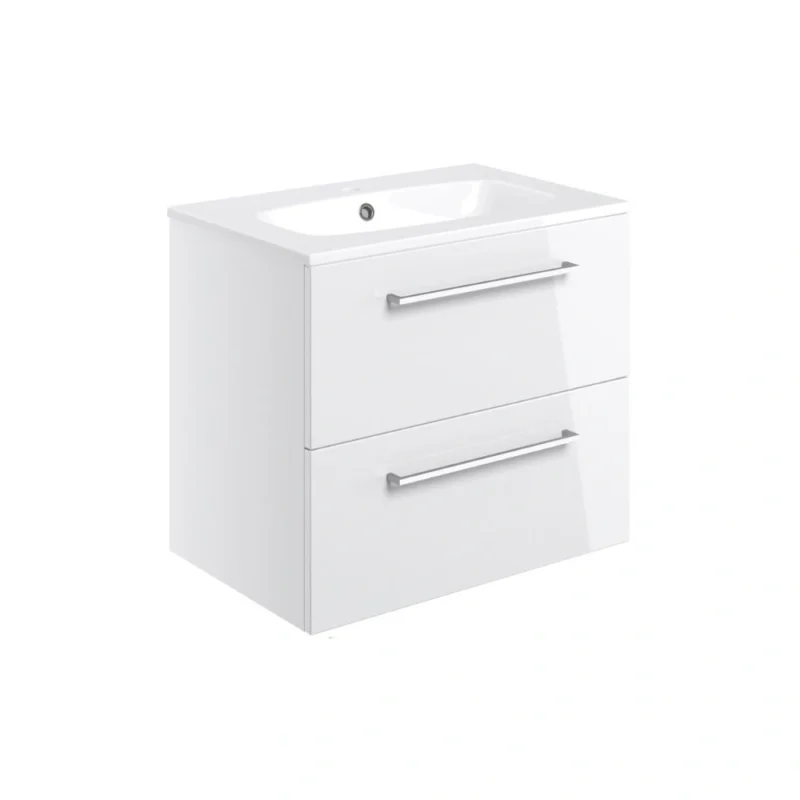 Elisa 610mm Wall Hung 2 Drawer Basin Unit - White Gloss