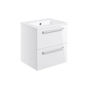 Elisa 510mm Wall Hung 2 Drawer Basin Unit - White Gloss