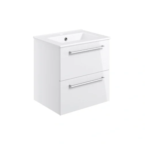 Elisa 510mm Wall Hung 2 Drawer Basin Unit - White Gloss