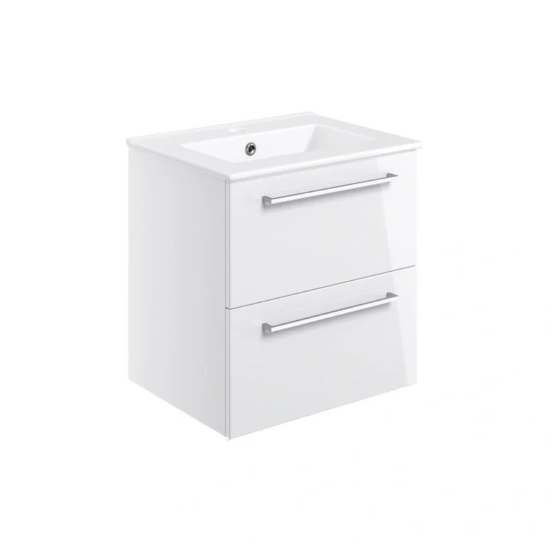 Elisa 510mm Wall Hung 2 Drawer Basin Unit - White Gloss