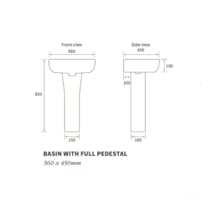 Onyx 1TH Basin & Full Pedestal (Boxed)