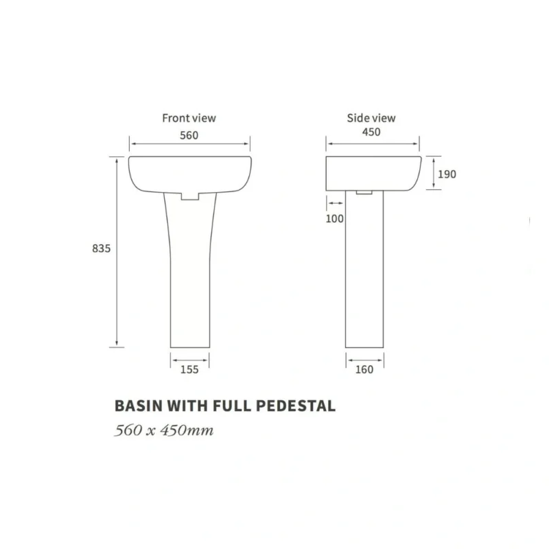 Onyx 1TH Basin & Full Pedestal (Boxed)