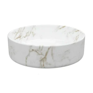Seren 355mm Ceramic Round Washbowl & Waste - Marble Effect