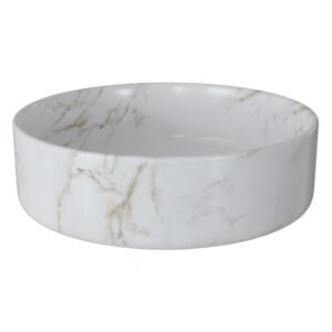 Seren 355mm Ceramic Round Washbowl & Waste - Marble Effect