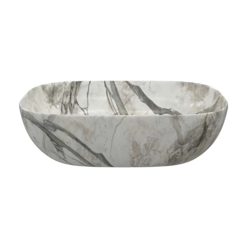 Enid 460x330mm Ceramic Washbowl – White Marble Effect