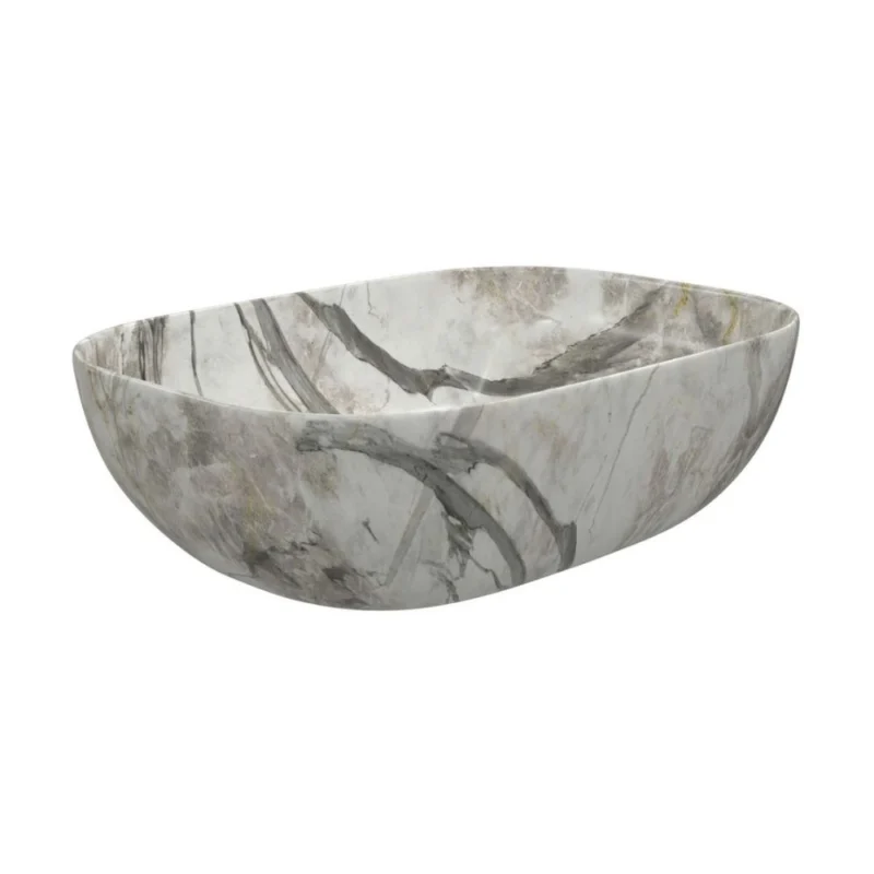 Enid 460x330mm Ceramic Washbowl – White Marble Effect