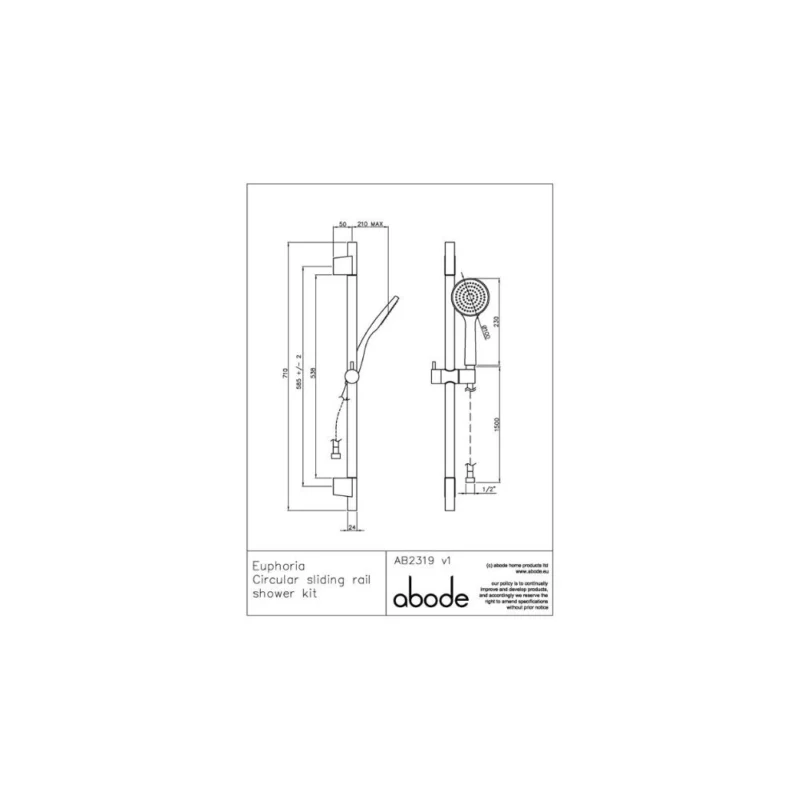 Euphoria Sliding Rail Shower Kit (Single Pattern) - Chrome