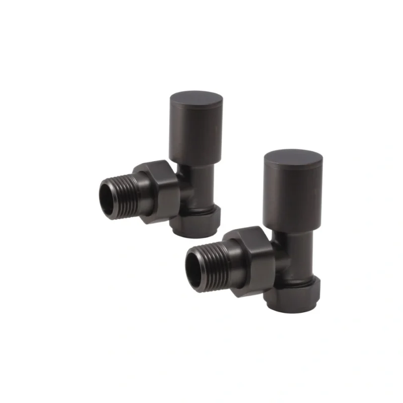 Patterned Matt Black Angled Radiator Valves 15mm Pair
