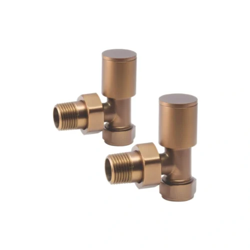 Patterned Brushed Bronze Angled Radiator Valves 15mm Pair