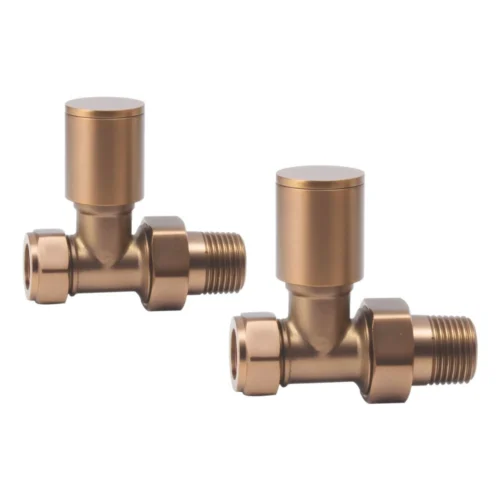 Patterned Brushed Bronze Straight Radiator Valves 15mm Pair