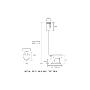 Copy of Full Basin Ashbury High Level WC & Soft Close Seat with Chrome Finishes – Traditional High‑Level Toilet Set