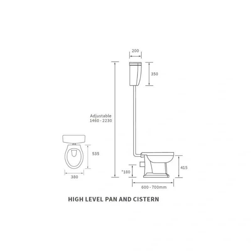 Copy of Full Basin Ashbury High Level WC & Soft Close Seat with Chrome Finishes – Traditional High‑Level Toilet Set
