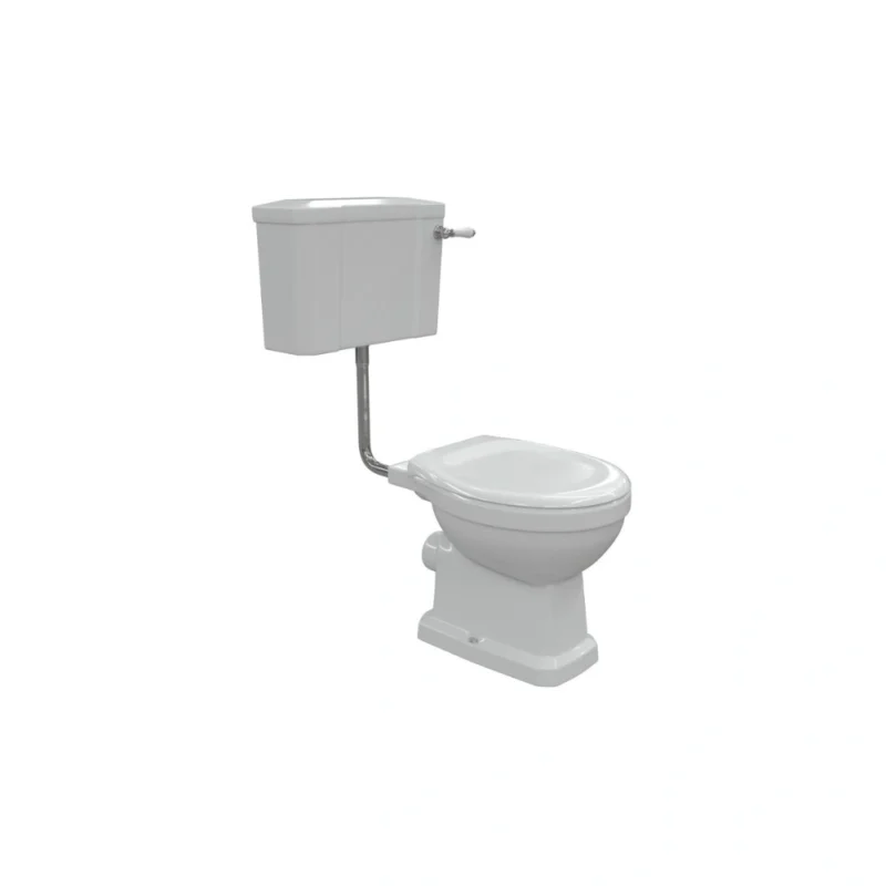 Ashbury Low Level WC & Soft Close Seat with Chrome Finishes – Traditional Low‑Level Toilet Set