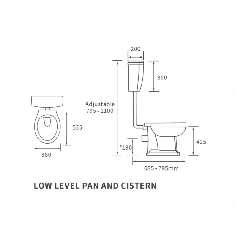 Ashbury Low Level WC & Soft Close Seat with Chrome Finishes – Traditional Low‑Level Toilet Set