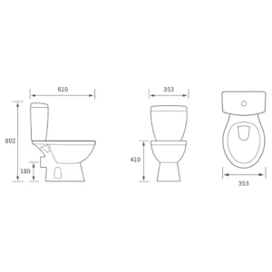 Teagan Close Coupled Open Back WC & Soft Close Seat – White