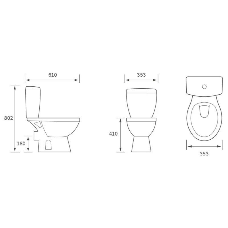 Teagan Close Coupled Open Back WC & Soft Close Seat – White