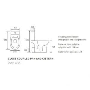 Avalon Rimless Close Coupled Open Back WC & Soft Close Seat – White