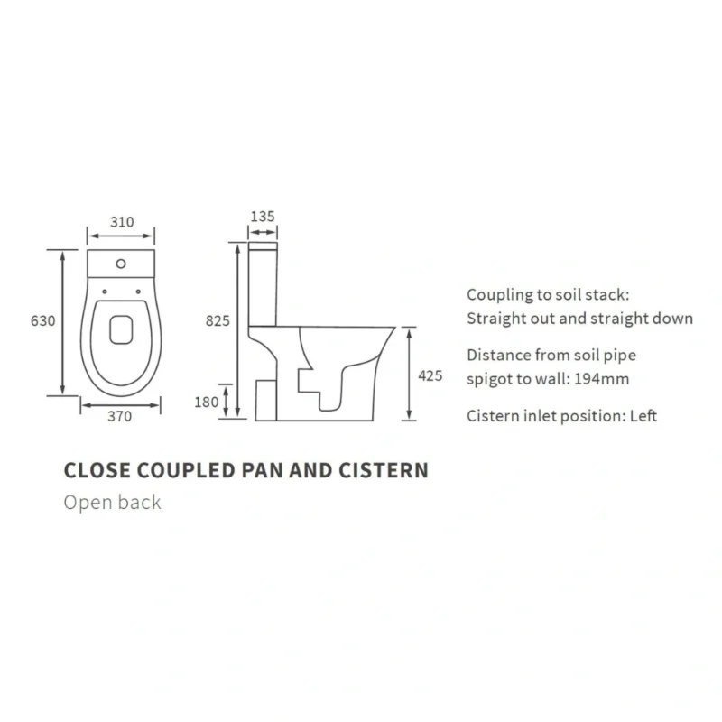 Avalon Rimless Close Coupled Open Back WC & Soft Close Seat – White