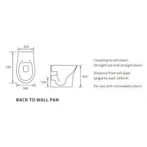 Avalon Rimless Back To Wall WC & Soft Close Seat – White