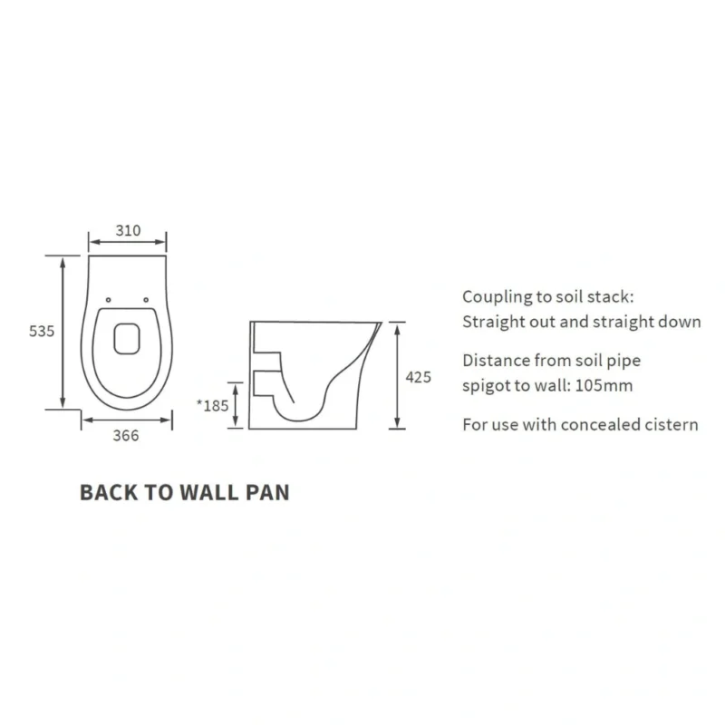 Avalon Rimless Back To Wall WC & Soft Close Seat – White