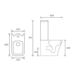 Onyx Short Projection Close Coupled Fully Shrouded WC & Wrapover Soft Close Seat – White