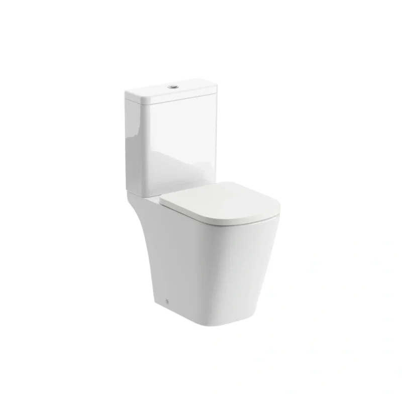 Iona Rimless Close Coupled Open Back Comfort Height WC & Soft Close Seat – White