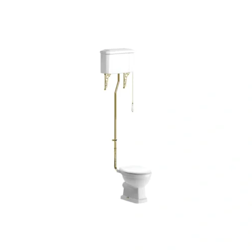 Ashbury High Level WC & Soft Close Seat with Brushed Brass Finishes