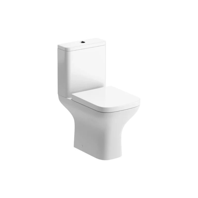 Onyx Rimless Comfort Height Close Coupled Open Back WC & Wrapover Soft Close Seat – White