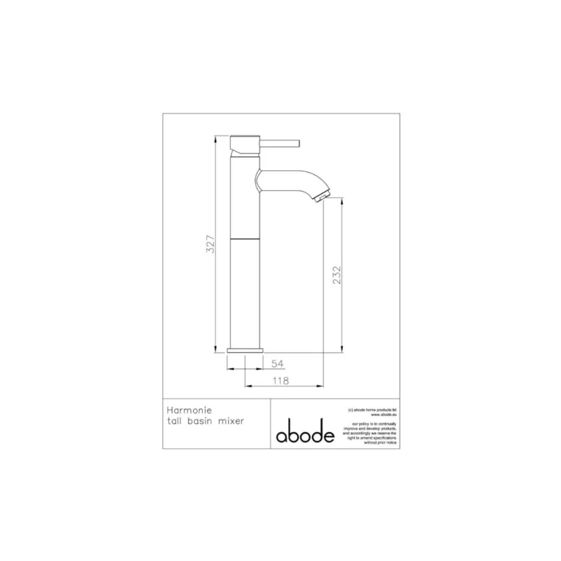 Abode Harmonie Tall Basin Mixer Tap – Polished Chrome