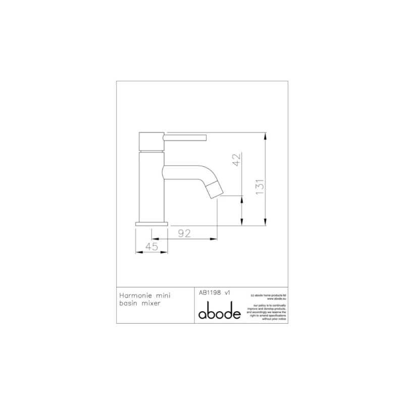 Abode Harmonie Mini Basin Mixer Tap – Polished Chrome