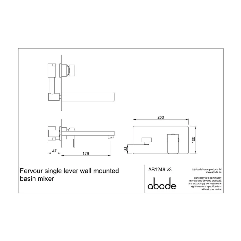 Abode Fervour Wall Mounted Single Lever Basin Mixer – Polished Chrome