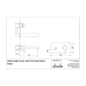 Abode Zeal Wall Mounted Single Lever Basin Mixer – Polished Chrome
