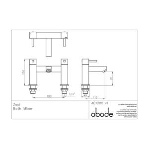 Abode Zeal Deck Mounted Bath Mixer Filler – Polished Chrome
