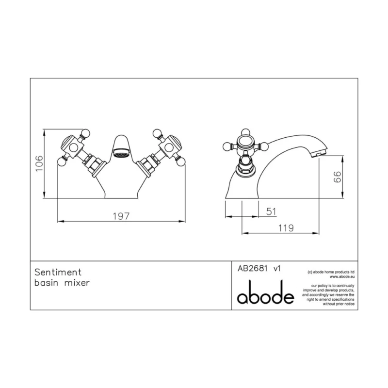 Abode Sentiment Basin Monobloc Mixer – Polished Chrome