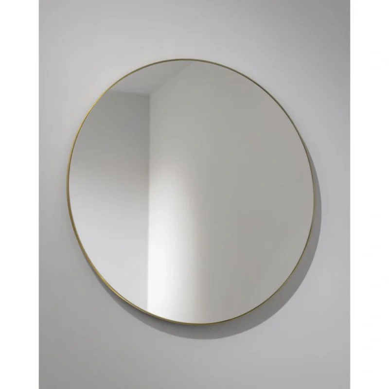 Abode Mayar 600mm Round Mirror – Matt Black / Brushed Brass