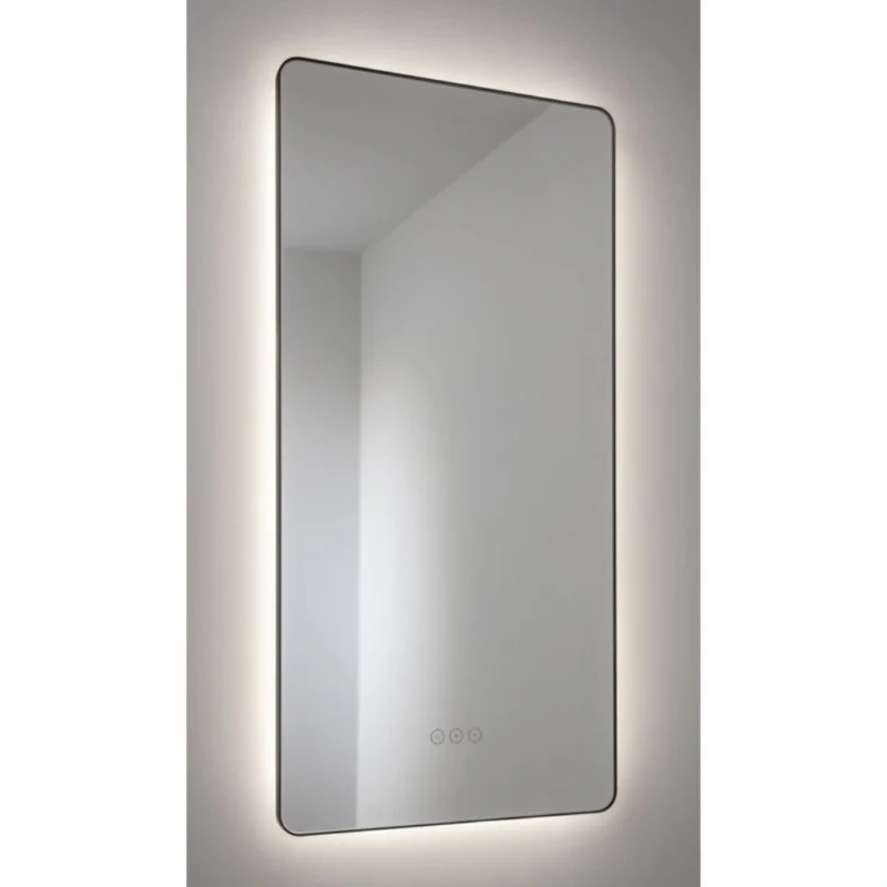 Abode Mayar 450 x 900mm Tablet LED Mirror – Matt Black / Brushed Brass