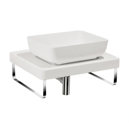 Abode Tableau / Cava Shelf & Tablet Basin Set – Chalk White with Chrome