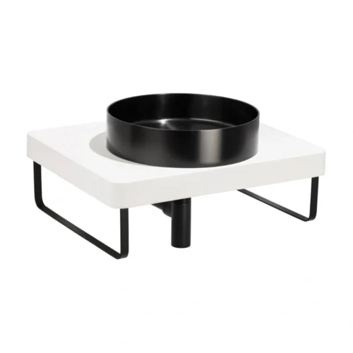 Abode Tableau / Iox Shelf & Round Basin Set – Chalk White with Matt Black