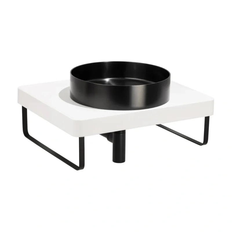 Abode Tableau / Iox Shelf & Round Basin Set – Chalk White with Matt Black