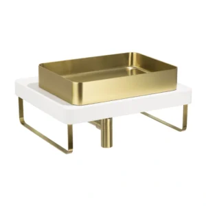 Copy of Full Basin -1 Abode Tableau / Iox Shelf & Tablet Basin Set – Chalk White with Brushed Brass