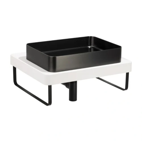 Abode Tableau / Iox Shelf & Tablet Basin Set – Chalk White with Matt Black