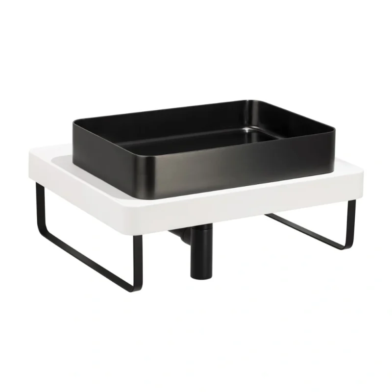 Abode Tableau / Iox Shelf & Tablet Basin Set – Chalk White with Matt Black