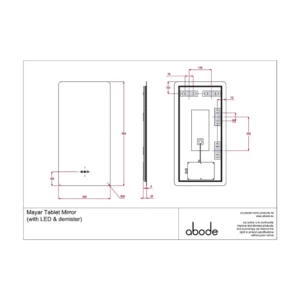 Abode Aruna 450 x 900mm Frameless Tablet LED Mirror with Demister