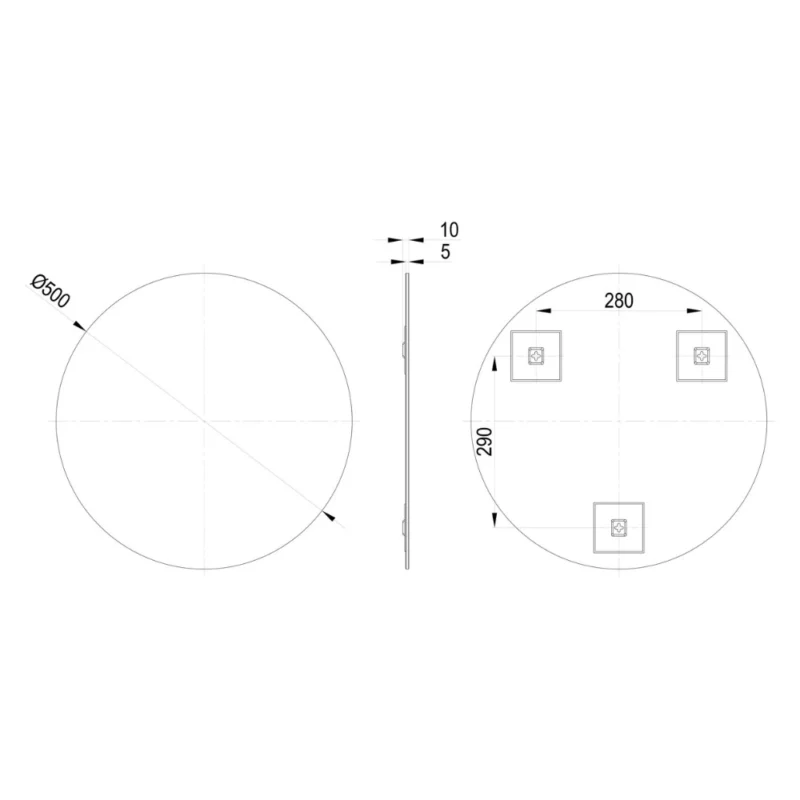 Kiyo 500mm Frameless Round Mirror